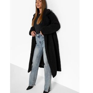 Forever 21 Black teddy fur coat sz L